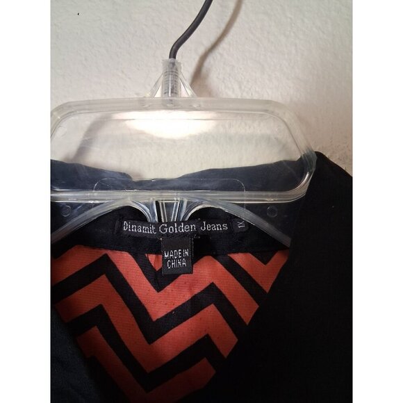 Dinamit Golden Jeans Sheer Blouse Boho Glam Retro Y2K Black Orange Sz 1X Women's - Picture 5 of 6